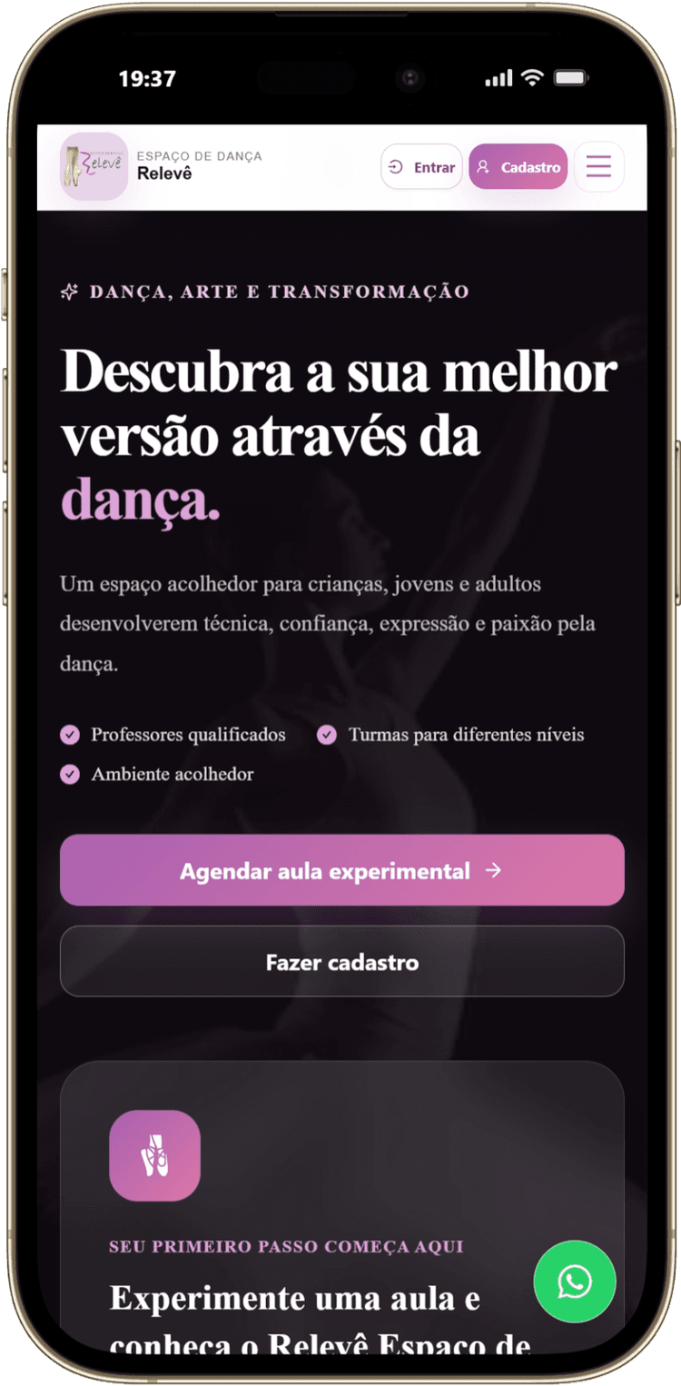 Aplicativo Baila Pro no celular